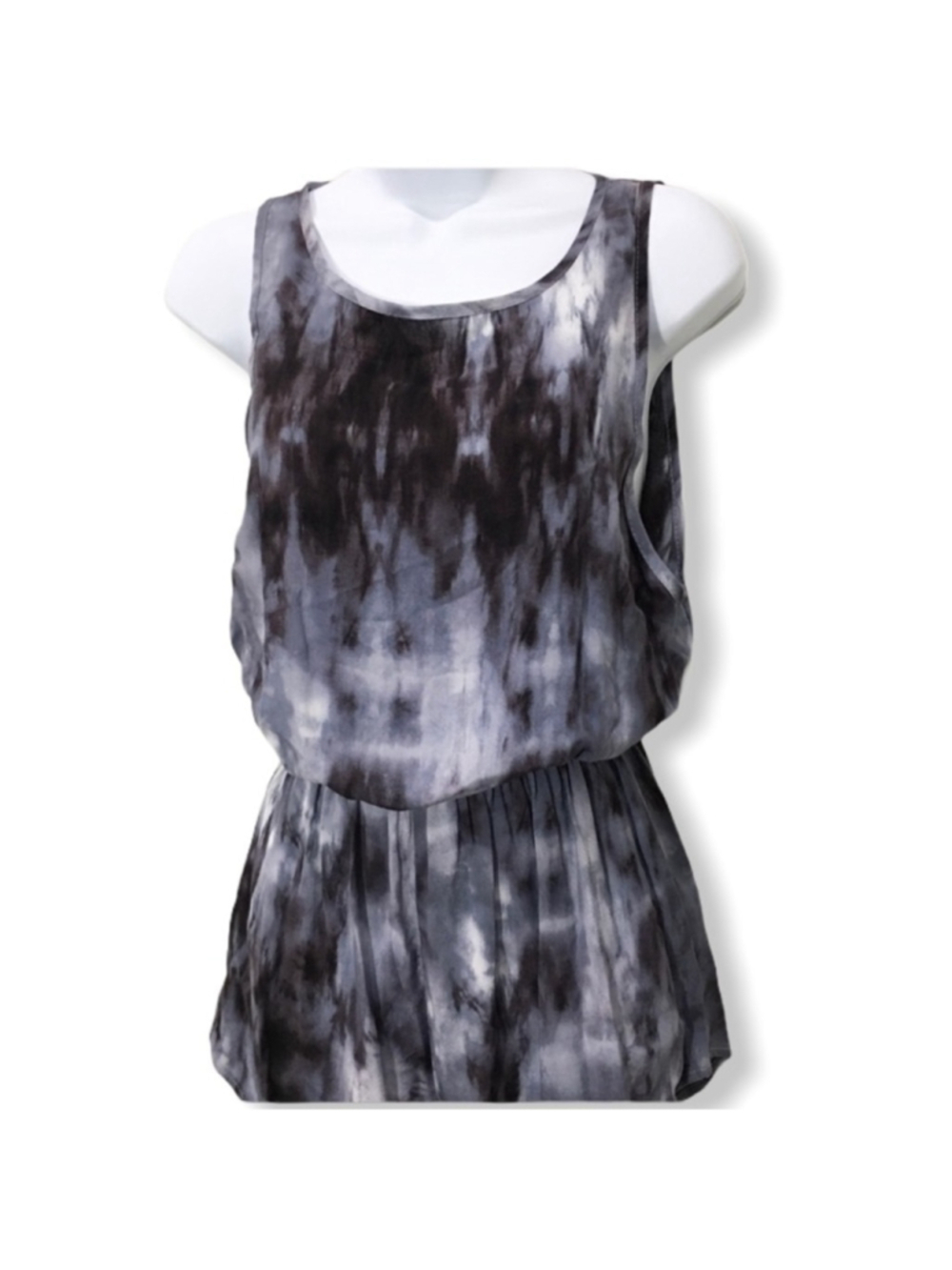 Audrey 3+1 tie dye blue grey sleeveless romper size small NWT